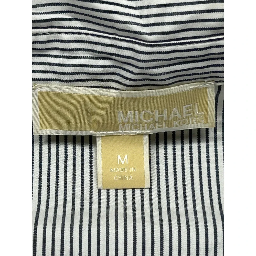 Michael Kors Shirt Dress Cotton Elastane Striped Blue White M Womens
